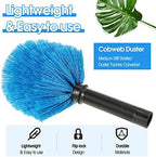 9 Pieces Twist on Cobweb Duster Bulk for Cleaning Company Cleaning Spider Web Remover Brush Cobweb Duster Head Attachment Fits Standard Threaded Poles, No Pole, Medium Stiff Bristles, Blue