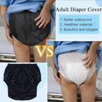 3 Pcs Adult Leakproof Incontinence Underwear for Women Men Pull on Cover Pant Washable Underpants Reusable Plastic Diaper Covers,White+Grey+Purple,L