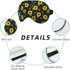Sunflower Sleep Mask Eye Mask Yellow Sunflowers Flower Golden Geometric Sleep Mask Light Blocking Adjustable Smooth Soft Eye Masks for Women Deep Rest Travel