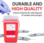Sharps Container for Home Use and Professional 1 Quart (3-Pack) by Alcedo | Biohazard Needle and Syringe Disposal | Small Portable Container for Travel