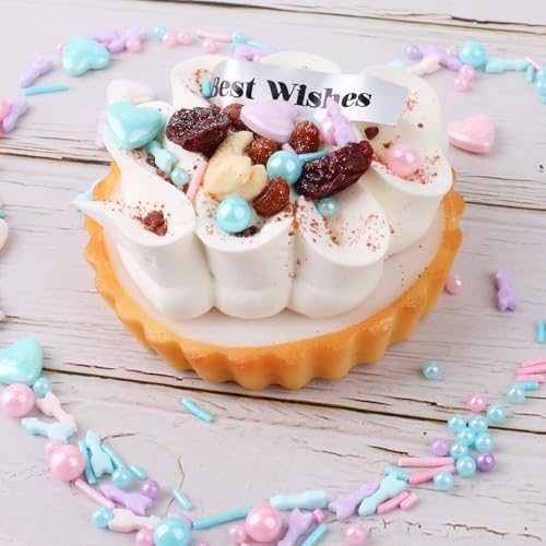 Pastel Sprinkles for Cake Decorating, 4.6oz White Pink Blue and Purple Heart Sprinkle Mix with Edible Sugar Pearls & Jimmies, Perfect for Ice Cream Toppings, Cakes, Donuts, Cookies, Cupcakes