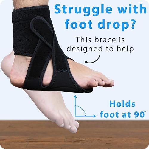 Omeer Right Foot AFO Foot Drop Brace For Walking With Shoes, Socks, Or Barefoot Provides Foot Drop Support For Men Or Women And Also Provides Plantar Fasciitis Relief