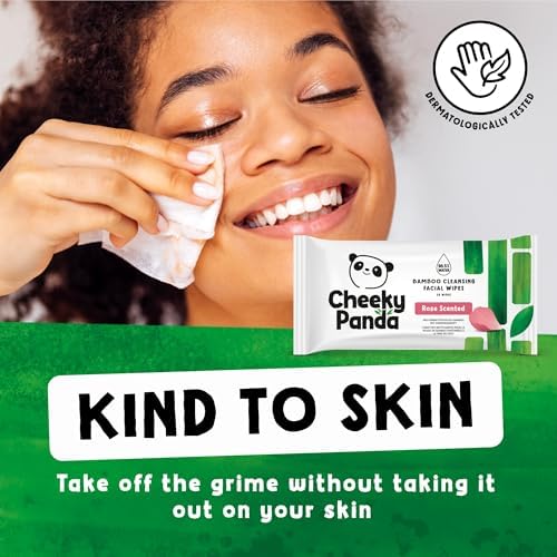 The Cheeky Panda Face Wipes | Rose Scented Biodegradable Makeup Remover Wipes | Pack of 25 Wet Wipes