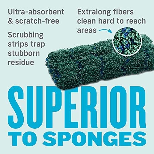 E-Cloth Kitchen Dynamo, Premium Microfiber Non-Scratch Kitchen Dish Scrubber Sponge, Ideal for Dish, Sink and Countertop Cleaning, 100 Wash Guarantee, Green, 2 Pack