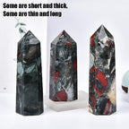 Africa Bloodstone Obelisk Tower Large Natural Healing Crystal Point Wand 6 Faceted Reiki Meditation Home Decor 1.5-2 LBS