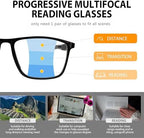 Photochromic Progressive Multifocal Tr90 Reading Glasses for Women Blue Light Blocking Clear on Top Readers on Bottom
