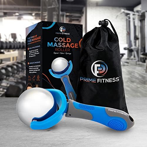 PRIME Fitness Cold Massage Roller Ball | Cold Therapy | Ice Roller Ball with Handle | cryo Stick | Relieve Muscle Pain (Blue)