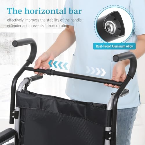 Wheelchair Handle Extender (500lbs Weight Capacity), Curved Handle/Ergonomic Design, Adjustable Wheel Chair Accessories, for Wheelchair, Rallator & Stroller