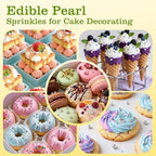 Silver Pearl Sugar Sprinkles, Edible Silver Ball Pearls for Cake Decorating, Cake Decorations, Cupcake Toppers, Wedding Party Birthday Supplies, 110g/3.88oz (4 Sizes Mix)