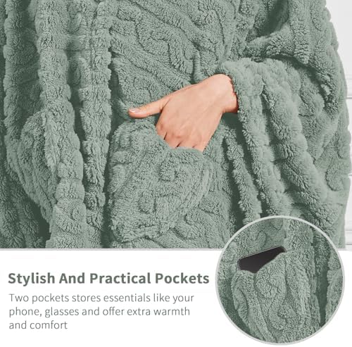 Wearable Blanket Sherpa Fleece Shawl Blanket with Pockets Blanket Poncho Cape for Adults, Cozy Shawl TV Throw Blankets