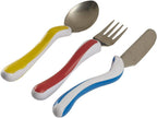 NRS Healthcare 3-Piece Easy Grip Children's Cutlery Set, Stainless Steel, Multi-Colour