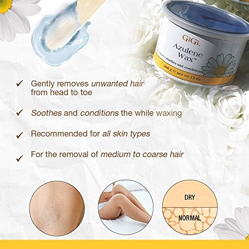 GiGi Azulene Soft Wax for Hair Removal - Soothing Full Body Wax for Normal Skin, 13 oz, 1 Pack