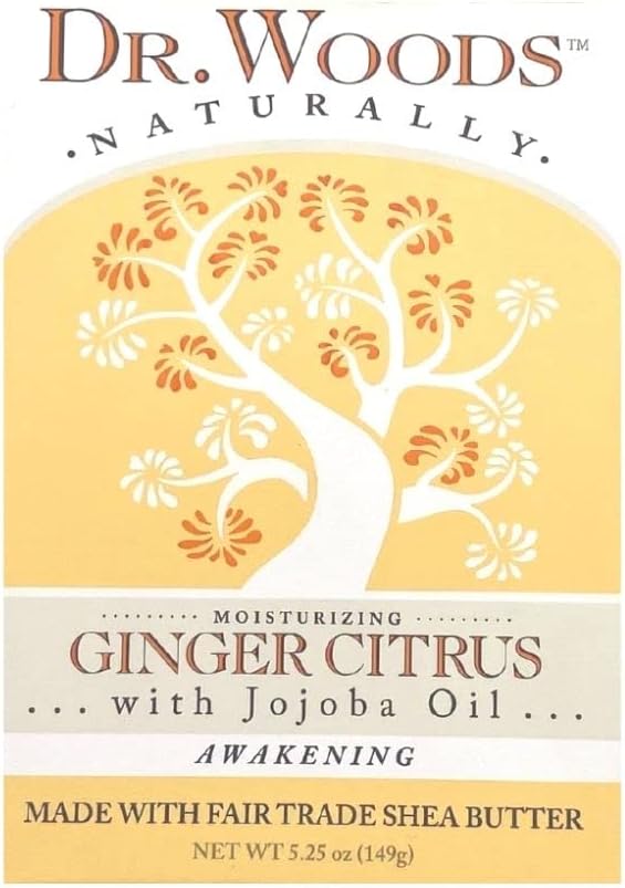 Dr. Woods Moisturizing Ginger Citrus Bar Soap with Jojoba Oil and Organic Shea Butter, 5.25 Ounce (Pack of 1)