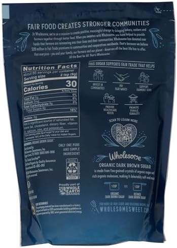 Wholesome Fair Trade Organic Dark Brown Sugar, 24oz, 1-Pack