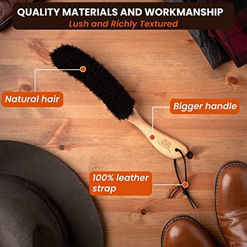 Hat Brush Clothes Brush for Suits Lint Brush Felt Cowboy Hat Cleaner Suit Brush Laundress Lint Roller Wool Cashmere Velvet Furniture Pet Hair Cleaning Kit 100% Horsehair Bristle - 1 Pack