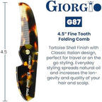 Giorgio G87 Gentleman's Tokyo Folding Pocket Comb, Flexible Men's Hair, Beard and Mustache Pocket Comb. Hand-Made of quality Durable Cellulose Acetate + GBRD1 6 Inch Beard and Mustache Brush
