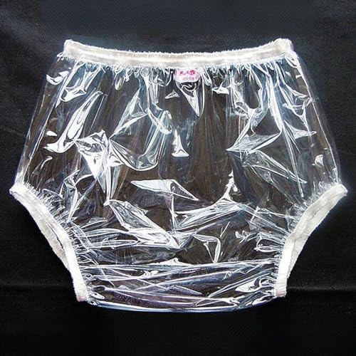 Adult Pull on Plastic Pants Anti-Side Leakage Incontinence Safety Pants Quiet Waterproof Diaper Covers Reusable,Blue,L