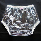 Adult Pull on Plastic Pants Anti-Side Leakage Incontinence Safety Pants Quiet Waterproof Diaper Covers Reusable,Blue,L