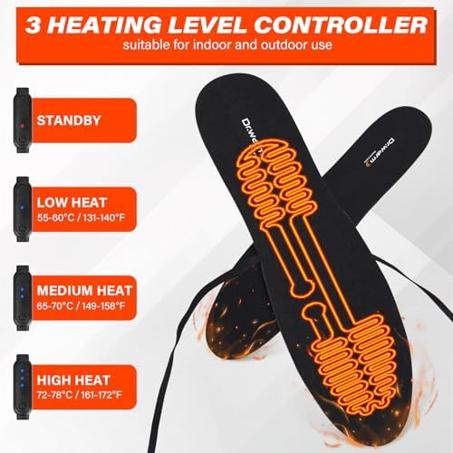 Dr.warm 3 Heating Levels Heated Insoles USB Electric Power Thermal Soles for Men and Women Winter Boots Shoes Sneaker Ice Fishing Camping(No Battery)