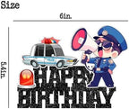 Police Birthday Cake Topper| Policeman Officer Police Car Themed for Kids Adults Happy Birthday Retirement Party Supplies Black Glitter Decorations Supplies