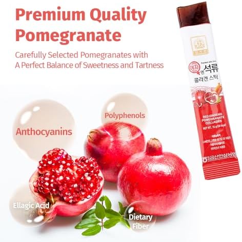 Korean Beauty Baekje Geumsan Women's Pomegranate Collagen Jelly Stick 5.1oz / 30 Count (5 Pack)