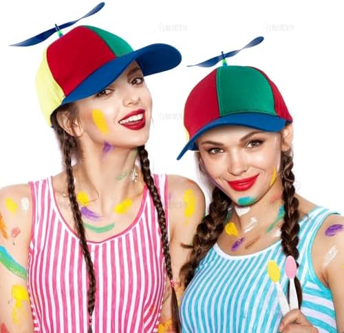 AUEAR, Detachable Adult Propeller Hat Baseball Cap Rainbow Top Hat Brightly Rainbow
