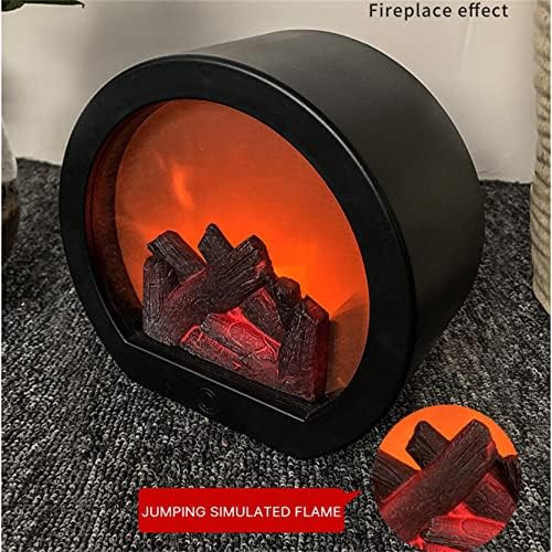 Fireplace Lantern - Decorative Lanterns for Indoors, Battery Operated & USB Operated Tabletop Fireplace Lantern with Hook, Portable Flameless LED Lantern for Home Decor, Bedroom, Outdoor Hang Decor
