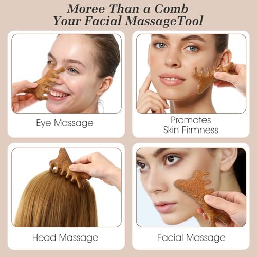Mabor Sandalwood Scalp Massager Comb – Natural Wooden Gua Sha Tool for Head, Neck & Face Care, Relaxing Hair & Skin Massage