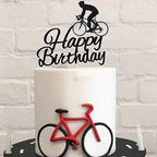 1Pc Bicycle Happy Birthday Cake Topper, Birthday Party Cake Decoration, Sports Themed Cake Topper