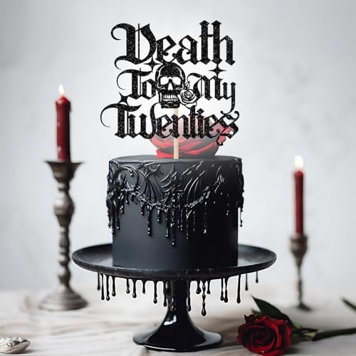 Death to My Twenties Cake Topper, Rip Twenties Decorations, Rip to My 20s, Funeral Birthday Decorations, 30th Birthday Party Decorations, Black Glitter