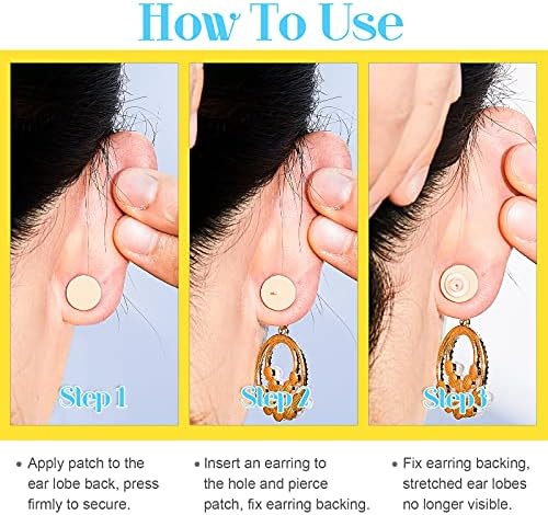Hicarer 300 Pieces Earring Support Patches Earring Lifters and Backs for Support Pads Waterproof Lifting Patches Ear Lobe Backs(Nude Color,Circle Shape)