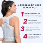 Fit Geno Back Brace Posture Corrector for Men & Women: Shoulder Straightener Adjustable Full Back Support Pain Relief - Scoliosis Hunchback Spine Corrector (Large)
