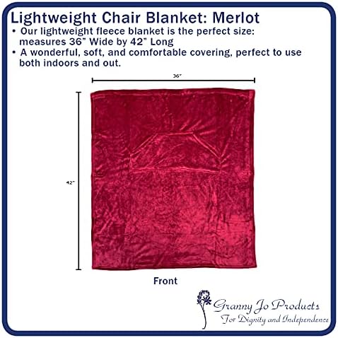 Granny Jo Products Lightweight Wheelchair Blanket, Warm Fleece, with Pockets (Merlot)