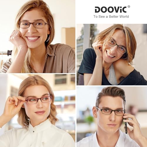 DOOViC 4 Pack Computer Reading Glasses Blue Light Blocking TR90 Sturdy Ultra Lightweight Readers for Women Men 2.0