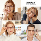 DOOViC 4 Pack Computer Reading Glasses Blue Light Blocking TR90 Sturdy Ultra Lightweight Readers for Women Men 1.25