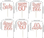 24PCS Happy 60th Birthday Cupcake Toppers Sixty Straight Outta 1966 Cupcake Picks Cheers to 60 Lengend Since 1966 Cake Decorations for 60th Birthday Anniversary Party Decorations Supplies Rose Gold