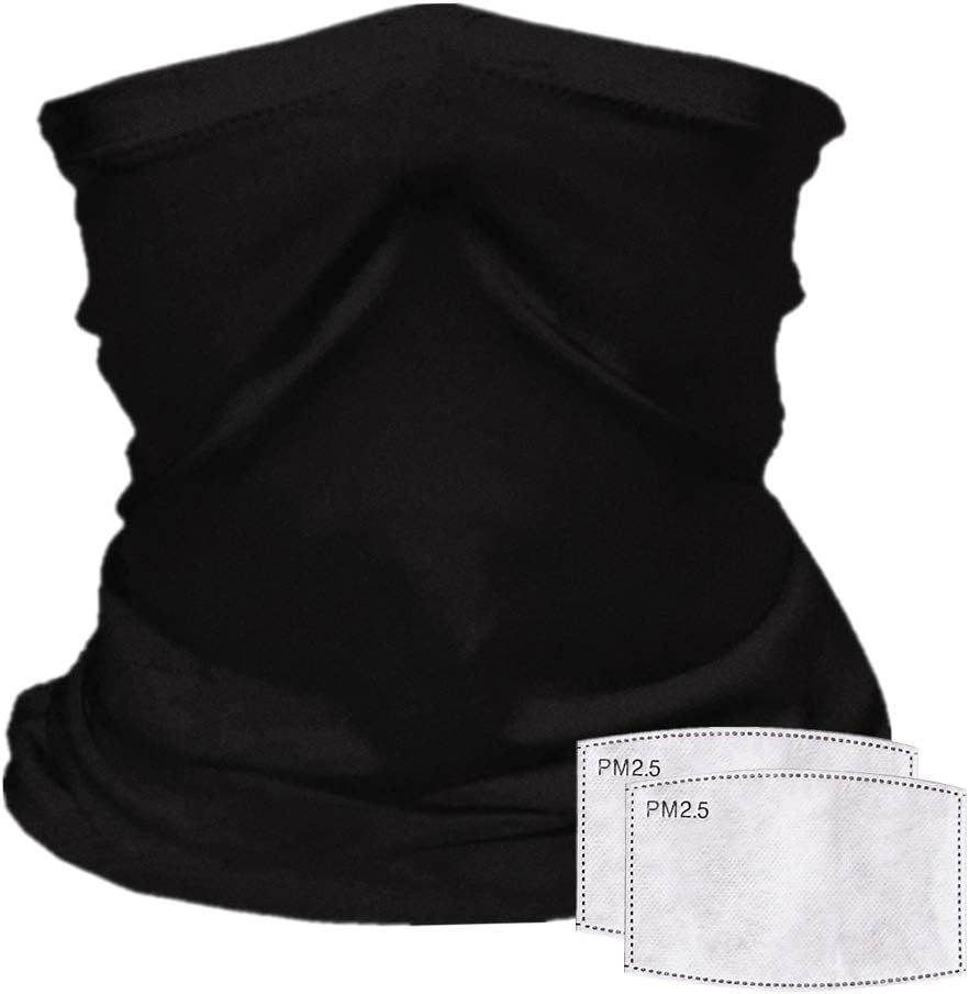 Reusable Neck Gaiter with Filter Insert, Fashionable Cooling Face Covering Bandanas for Men/Women
