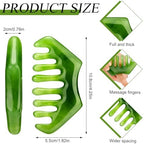 Geiserailie 2 Pcs Jade Combs Esthetician Supplies Massage Stone Hair Gua Sha Scraping Scalp Comb Facial Massage Tool Handheld Head Tools Head Caring Therapy Mother's Day for Women(Dark Green Style)