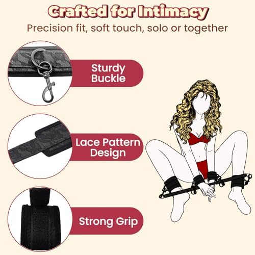 Spreader Bar Sex Toys BDSM Bondage Restraints with Handcuffs Ankle Cuffs for Couples Adults SM Games Adjustable 22-36 Inch