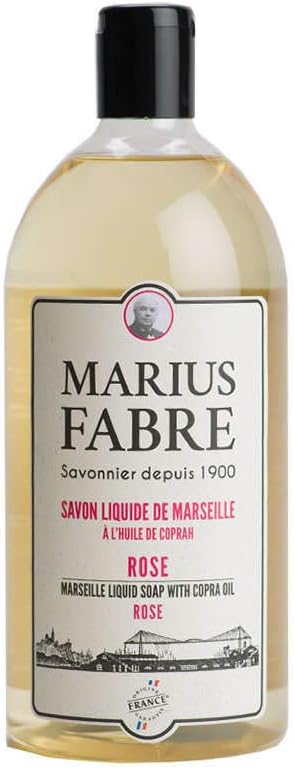 Marius Fabre Marseilles Liquid Soap Rose 1 Liter 33.8 Fluid Ounces Refill