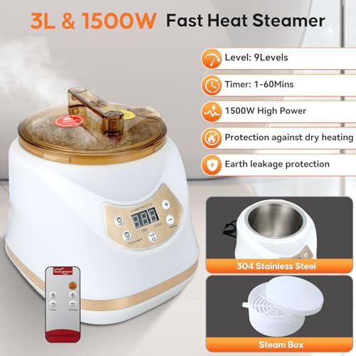 M METERXITY Portable Sauna for Home, Thickened 600D Steam Sauna Tent, Home Sauna Box with 3L 1500w Steamer, 9 Levels Heat, Folding Chair, Remote Control