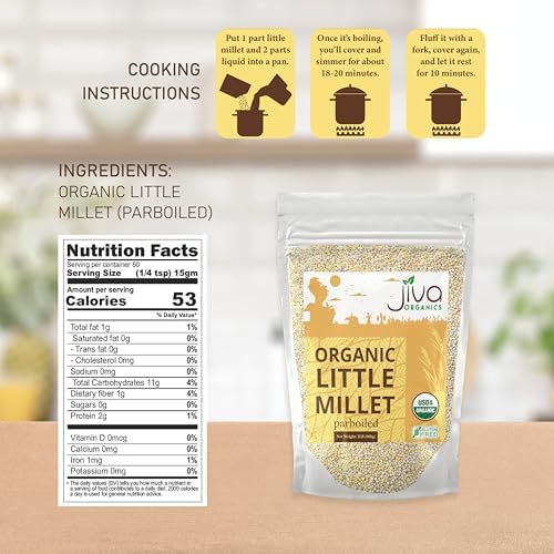 Jiva Organics Little Millet 2 LB Bag | Whole Grain, Gluten-Free & Organic | Rich in Fiber & Essential Nutrients for Healthy Cooking