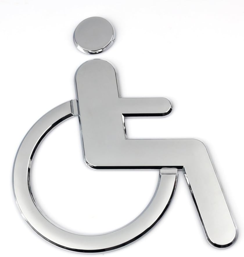 1Pcs Public Toilet Signs WC Wall Stickers Decals Toilet Door Signs Restroom Washroom Signage Handicap (Silver-Wheelchair)