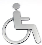 1Pcs Public Toilet Signs WC Wall Stickers Decals Toilet Door Signs Restroom Washroom Signage Handicap (Silver-Wheelchair)