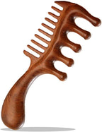 Wooden Scalp Massager Comb – Natural Wood Wide & Fine Tooth with Handle for Hair Growth, Scalp Care & Stress Relief – Detangling Tool for All Hair Types