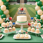Jollyboom Cricket Birthday Party Decorations, 25pcs Cricket Cake Cupcake Toppers for Sports Ball Theme Birthday Decorations Boy Girl Kids Him Her