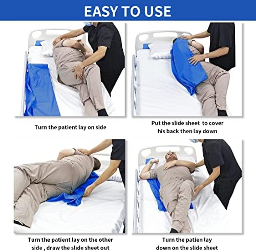 EZ Assistive 56"*78" Flat Slide Sheet Reusable and Washable Patient Transfer Sheet for Patient in-Bed Transferring and Repositioning Easy Apply and Use