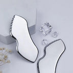 Stainless Steel Gua Sha Facial Tool, Metal Gua Sha Board Facial Tool Lymphatic Drainage Skin Care Massager for Body Eye Neck (Silver)