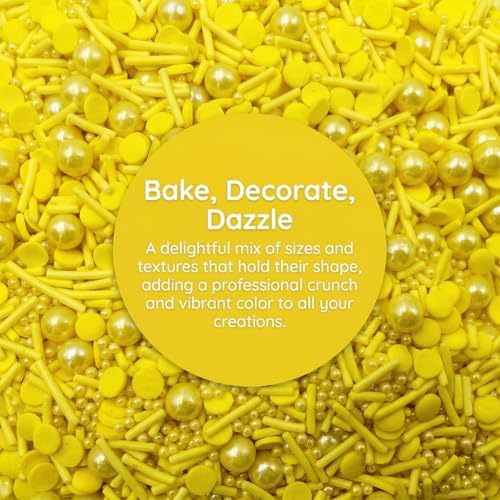 Pearl Sugar Christmas Sprinkles Candy 120g/4.2oz Mixing Size Baking Cake Decorations Cupcake Toppers Jimmies Cookie Decorating Celebrations Wedding Shower Party Chirstmas Supplies (Yellow)
