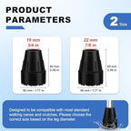 MFE Cane Tips 7/8 Inch, 2 Pack Non-Slip Rubber Tips for Canes, Crutches, and Walking Sticks, Heavy Duty Traction Base with Metal Insert for Superior Grip and Stability